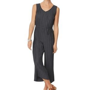 J.Jill Pure Jill Elements Pearl Black Pleated Relaxed Wide Leg Jumpsuit Size XL